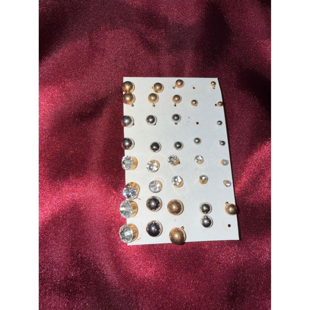 Stud Earring Set‎ Gold Silver Tone Ball Faux Crystal Multi Pair Assortment Lot
